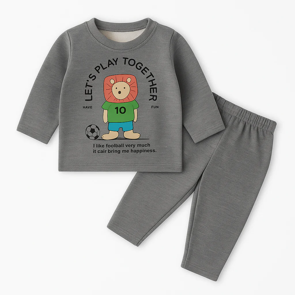 Baby Fleece Shirt & Pajama Set Lion Grey - Sunshine - Image 2