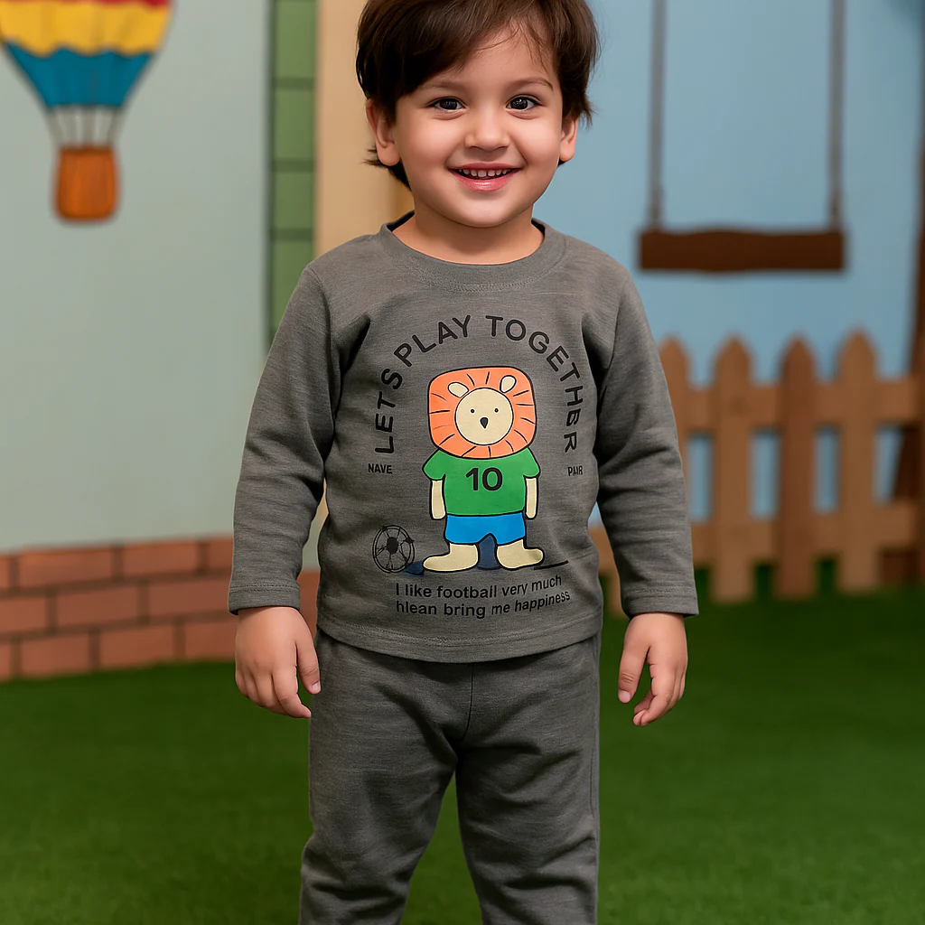 Baby Fleece Shirt & Pajama Set Lion Grey - Sunshine - Image 3