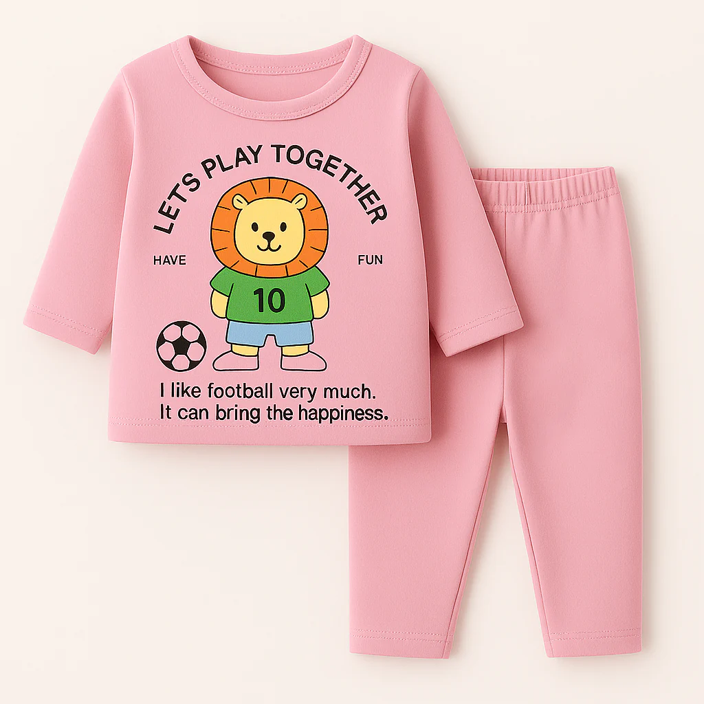 Baby Fleece Shirt & Pajama Set Lion Pink - Sunshine