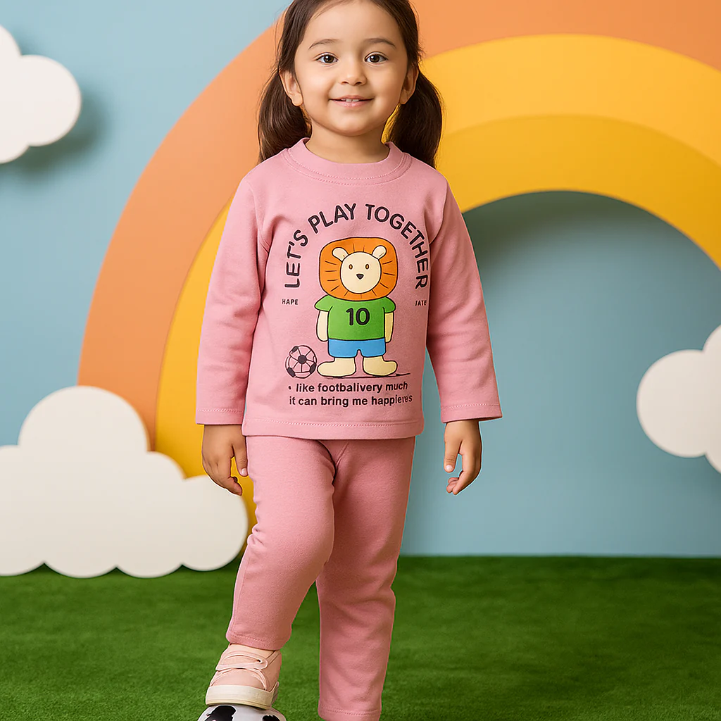 Baby Fleece Shirt & Pajama Set Lion Pink - Sunshine - Image 3