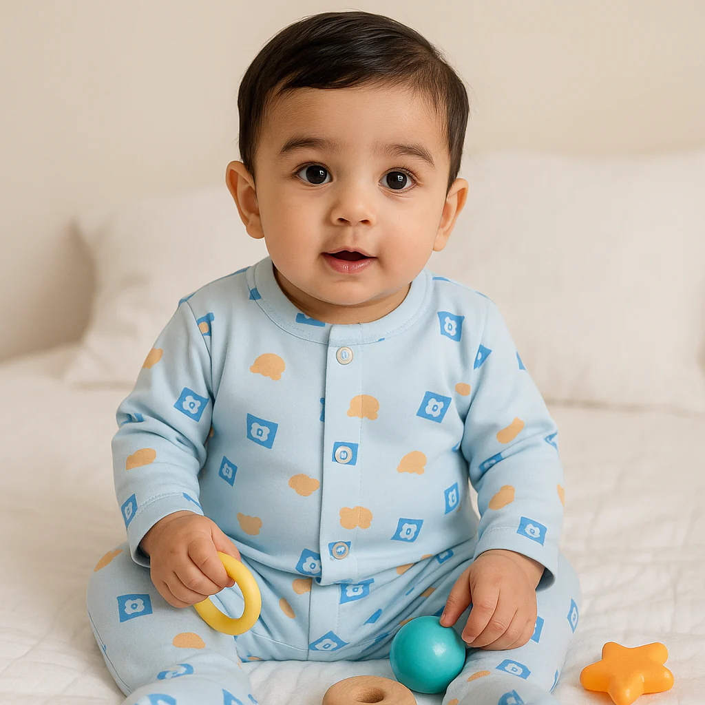 Baby Fleece Sleepsuit Alphabets Blue - Sunshine - Image 2