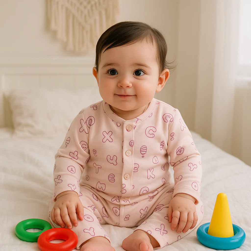 Baby Fleece Sleepsuit Alphabets Pink - Sunshine - Image 2