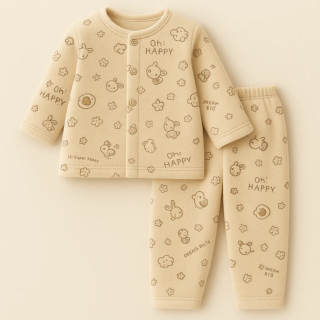 Baby Fleece Sleepsuit Animals Brown - Sunshine