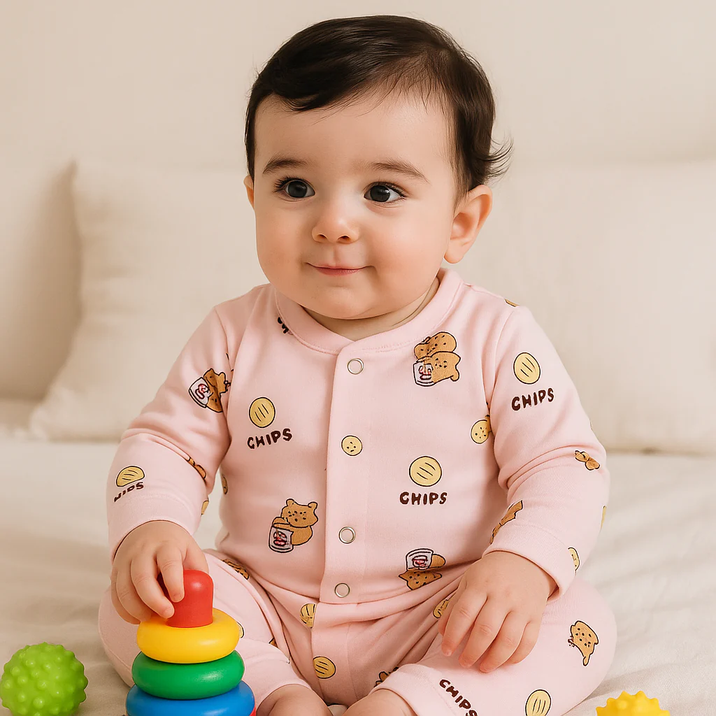 Baby Fleece Sleepsuit Bear Baby Pink - Sunshine - Image 2
