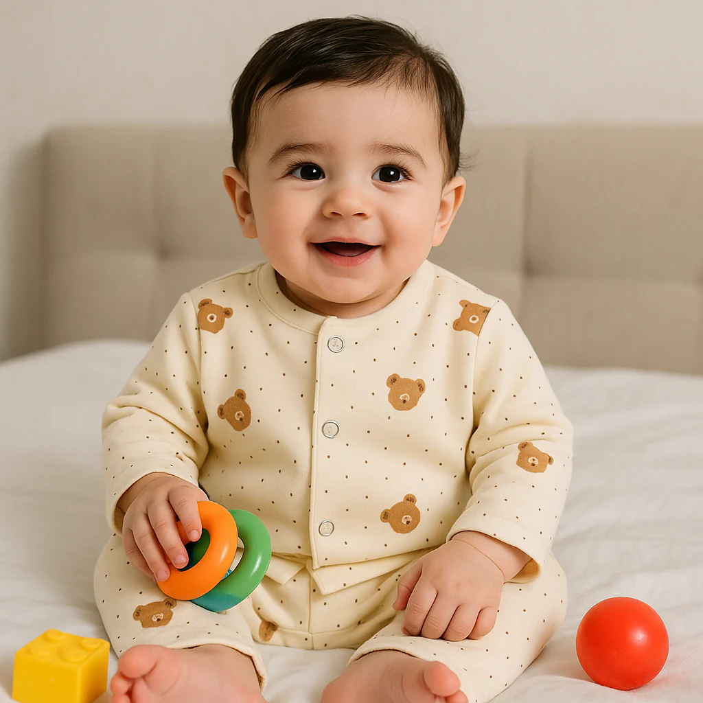 Baby Fleece Sleepsuit Bear Yellow - Sunshine - Image 2