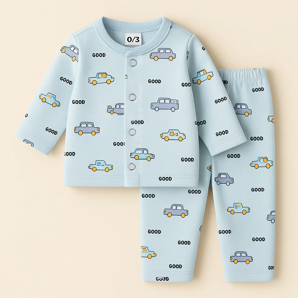 Baby Fleece Sleepsuit Cars Blue - Sunshine