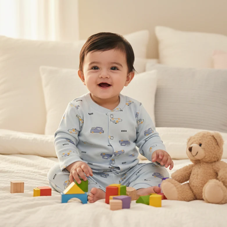 Baby Fleece Sleepsuit Cars Blue - Sunshine - Image 2