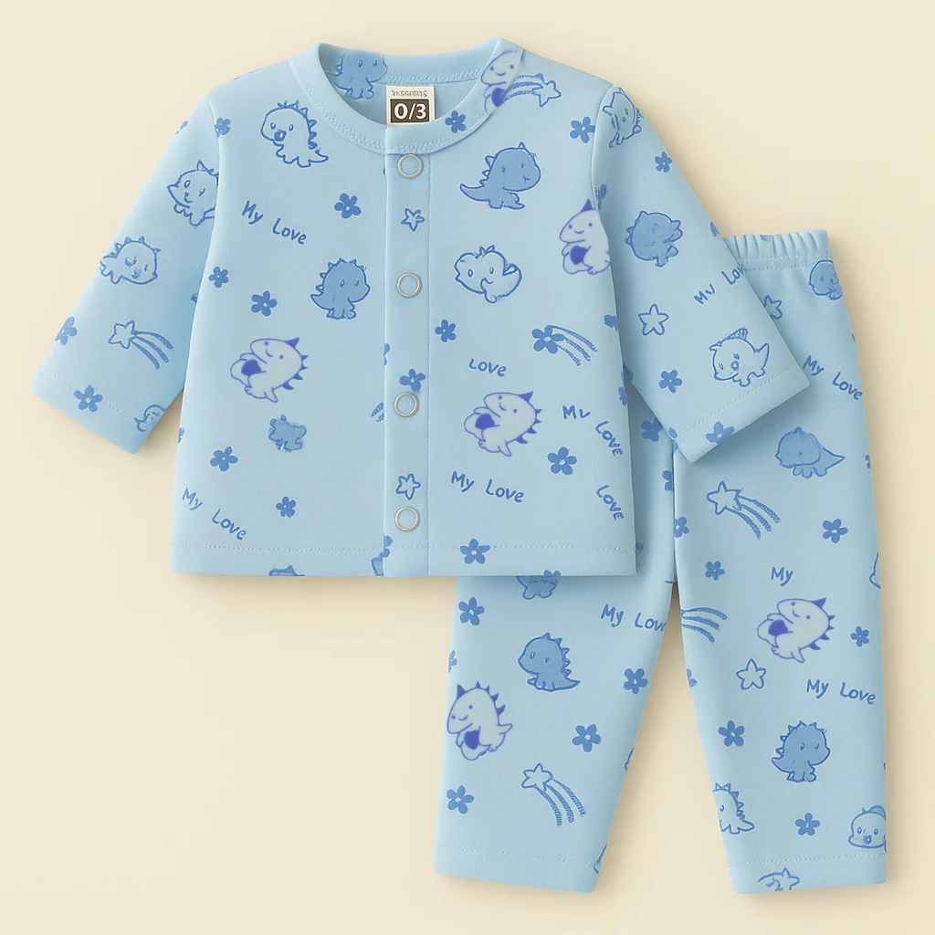 Baby Fleece Sleepsuit Dino Blue - Sunshine