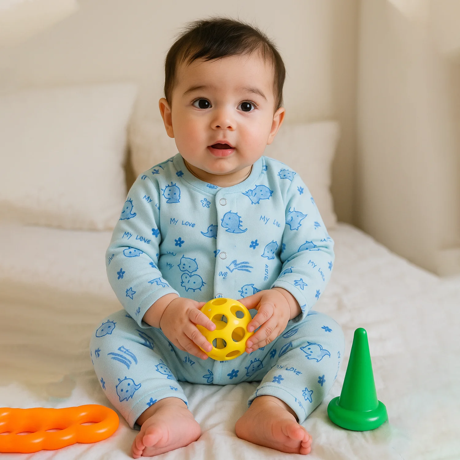 Baby Fleece Sleepsuit Dino Blue - Sunshine - Image 2