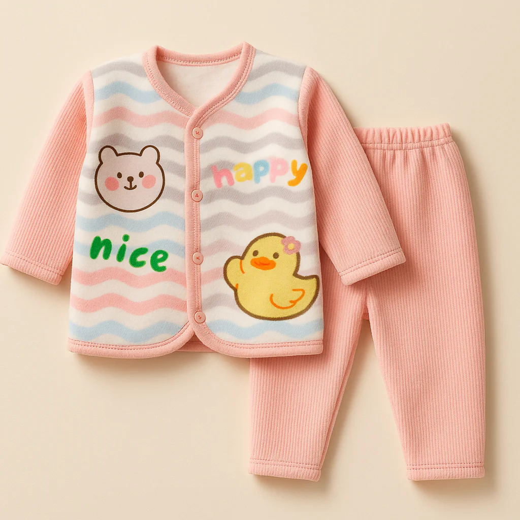 Baby Fleece Sleepsuit Duck Pink (6-12 Months) - Sunshine