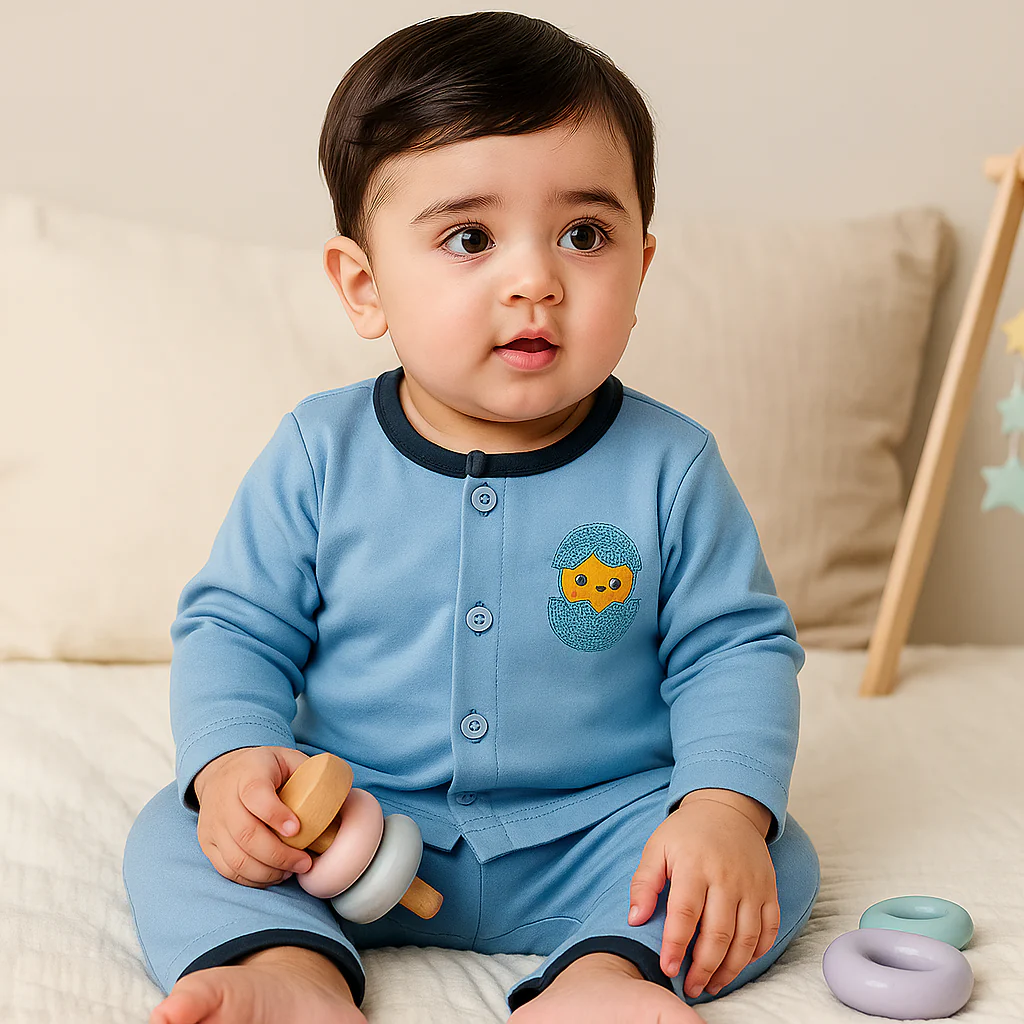 Baby Fleece Sleepsuit Egg Blue - Sunshine - Image 2
