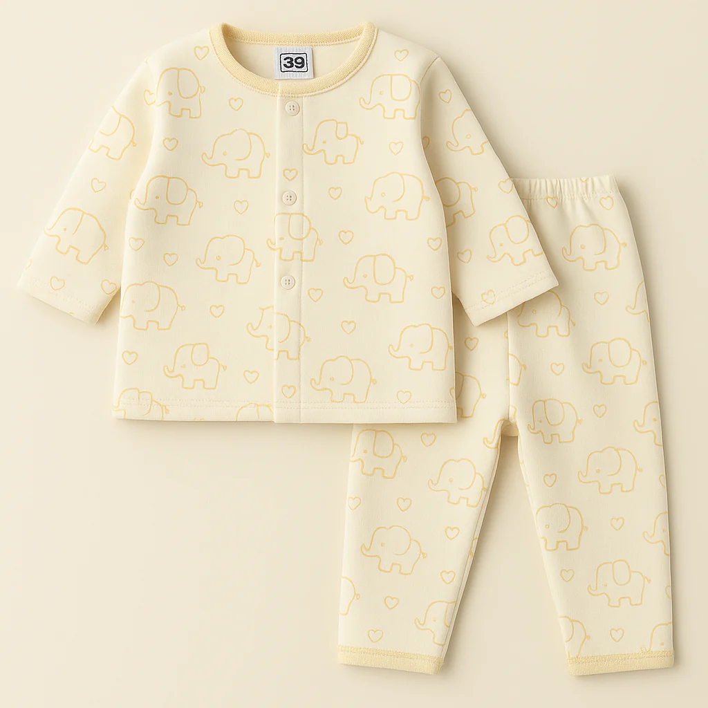 Baby Fleece Sleepsuit Elephant Beige - Sunshine