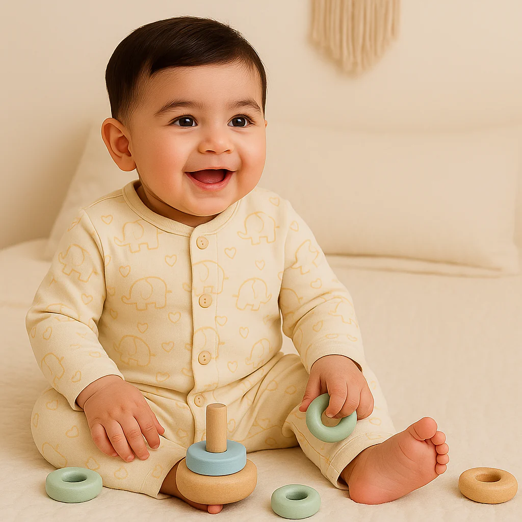 Baby Fleece Sleepsuit Elephant Beige - Sunshine - Image 2