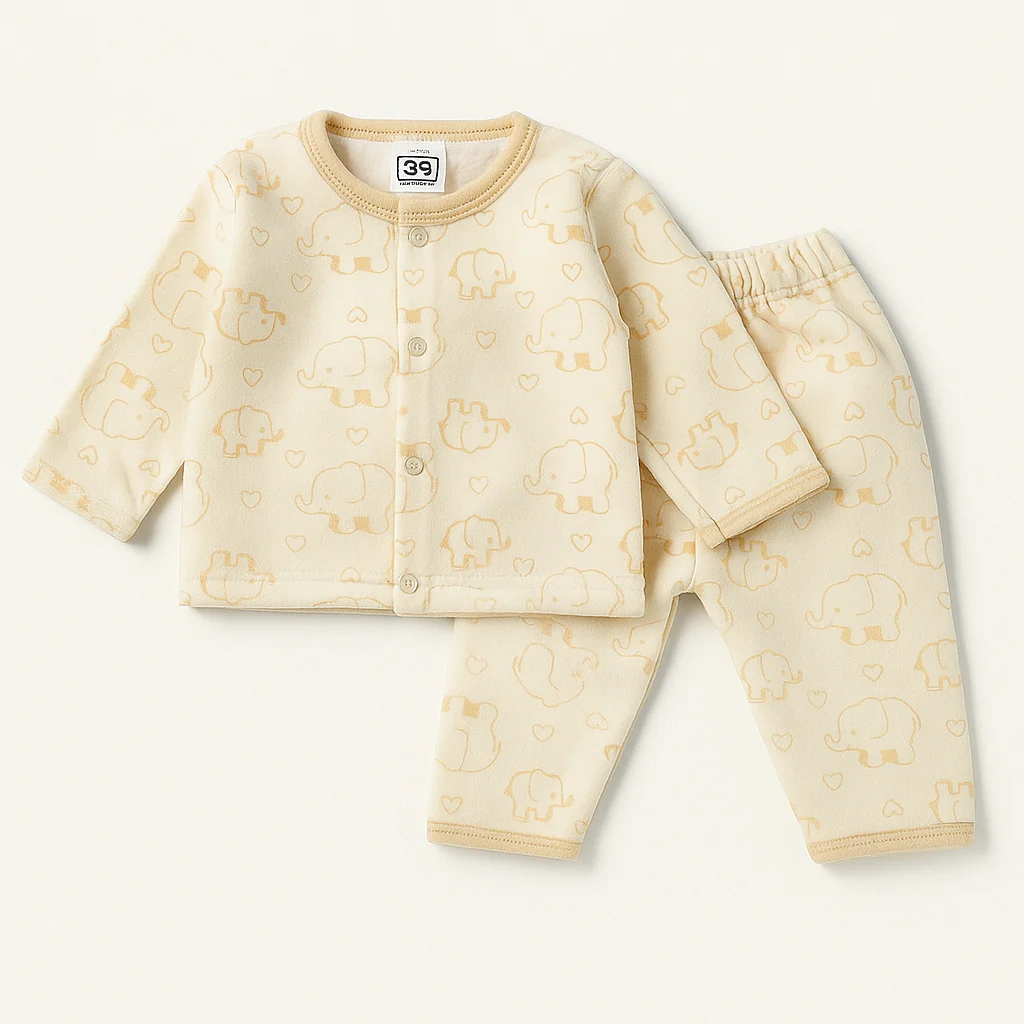 Baby Fleece Sleepsuit Elephant Beige - Sunshine - Image 3