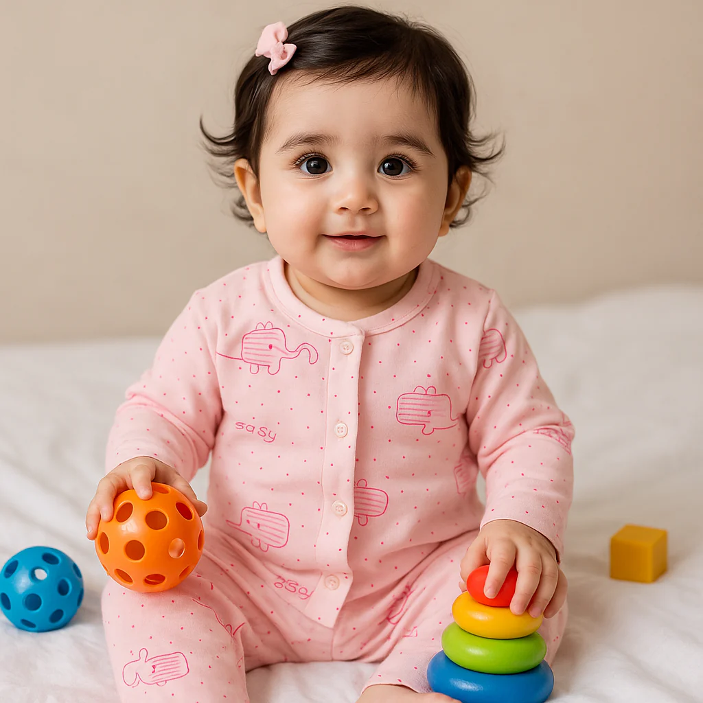 Baby Fleece Sleepsuit Elephants Pink - Sunshine - Image 2
