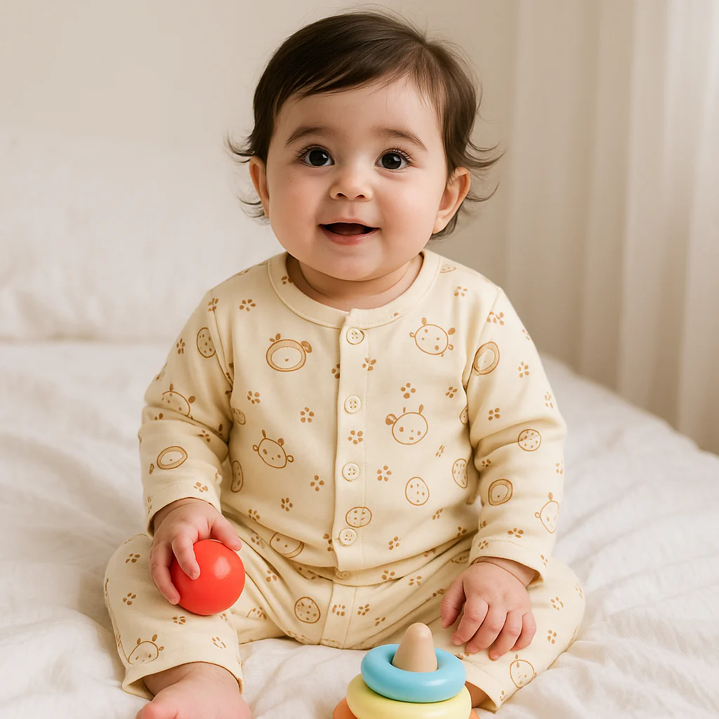 Baby Fleece Sleepsuit Panda Yellow - Sunshine - Image 2