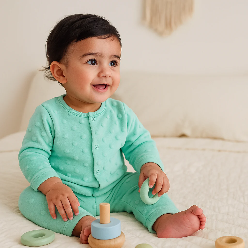 Baby Fleece Sleepsuit Pop Sea Green - Sunshine - Image 2