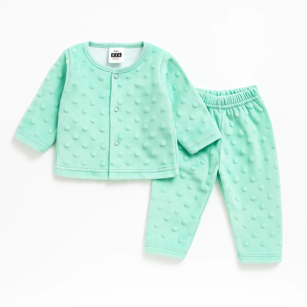 Baby Fleece Sleepsuit Pop Sea Green - Sunshine - Image 3