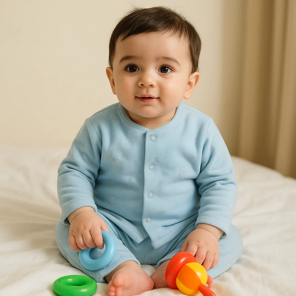 Baby Fleece Sleepsuit Star Blue - Sunshine - Image 2