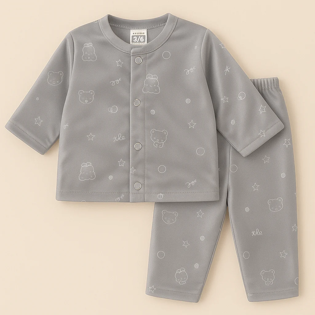 Baby Fleece Sleepsuit Star Grey - Sunshine