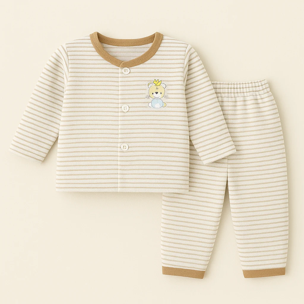 Baby Fleece Sleepsuit Stripes Brown - Sunshine
