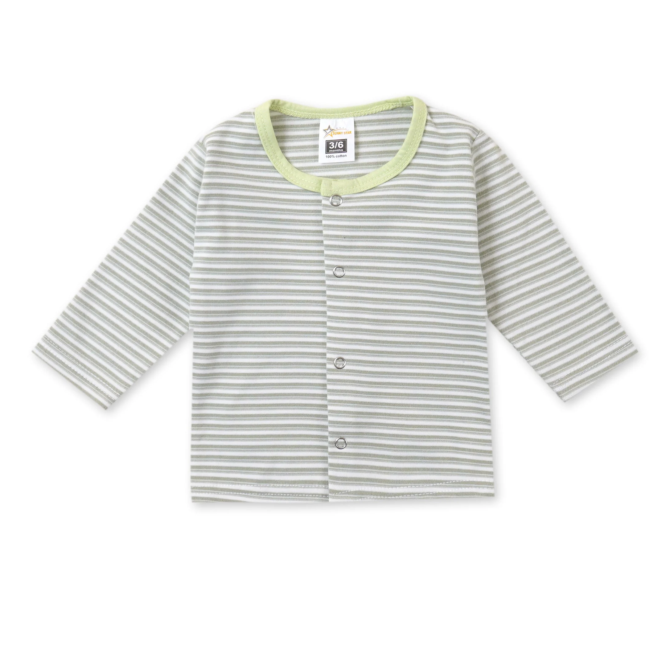 Baby Fleece Sleepsuit Stripes Green - Sunshine - Image 2