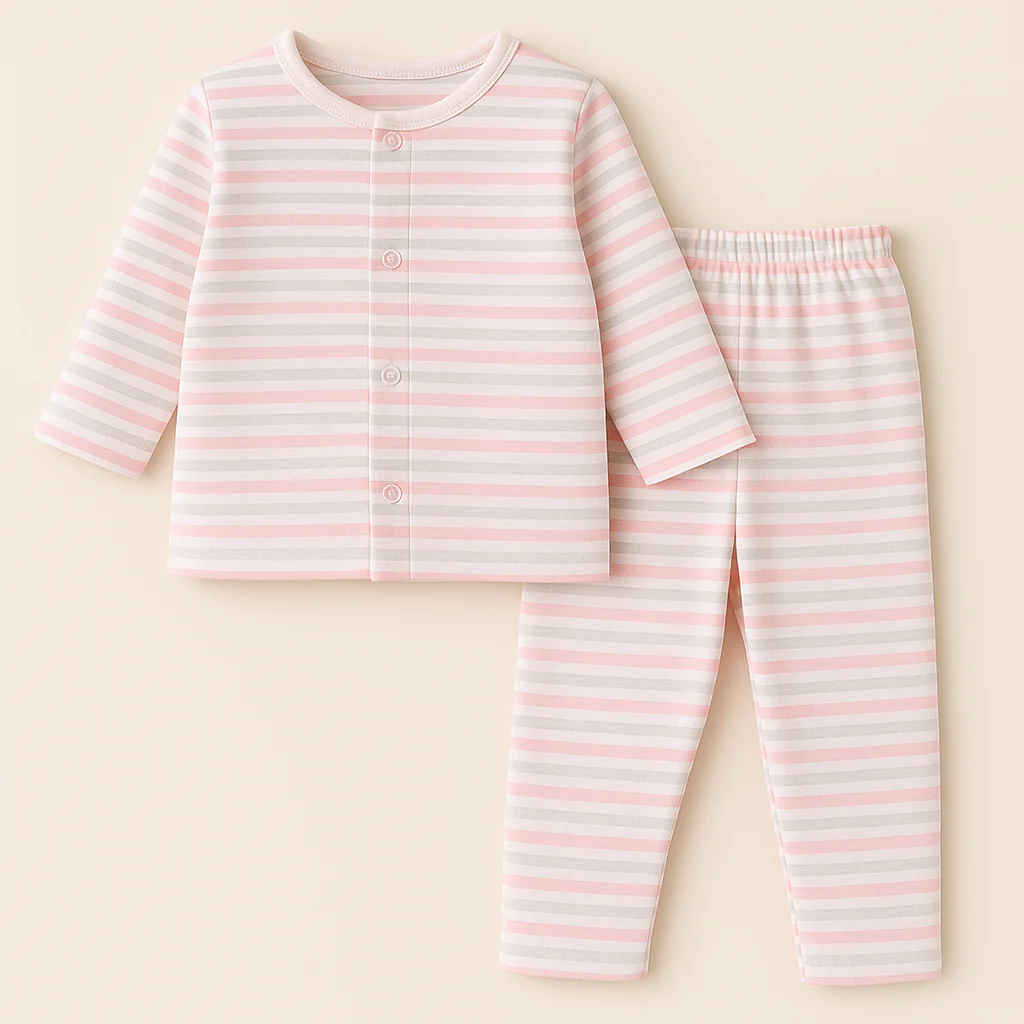 Baby Fleece Sleepsuit Stripes Pink - Sunshine