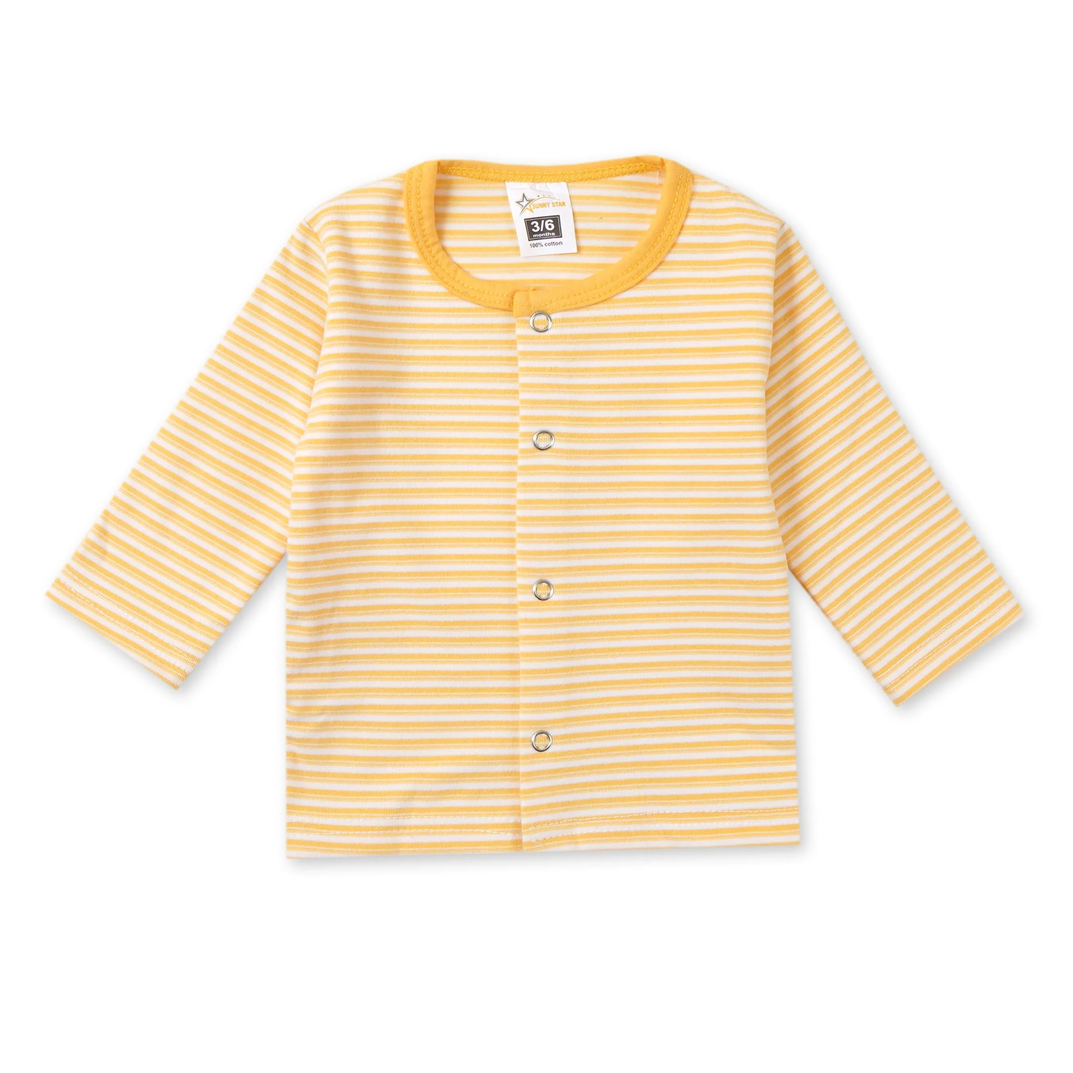 Baby Fleece Sleepsuit Stripes Yellow - Sunshine - Image 2