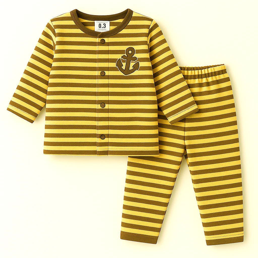 Baby Fleece Sleepsuit Stripes Yellow - Sunshine