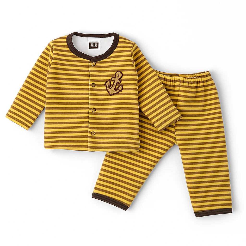 Baby Fleece Sleepsuit Stripes Yellow - Sunshine - Image 3