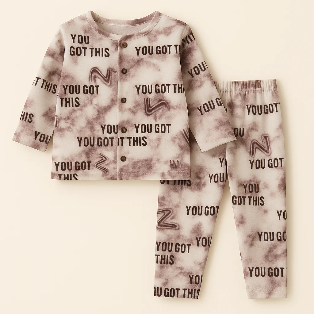 Baby Fleece Sleepsuit You Got This Brown - Sunshine