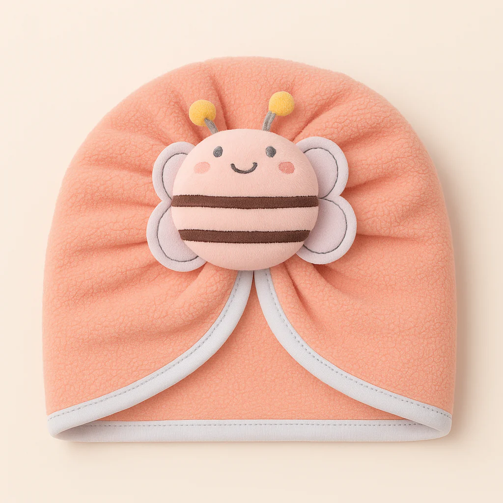 Baby Fleece Turban Cap Bee Baby Pink - Sunshine