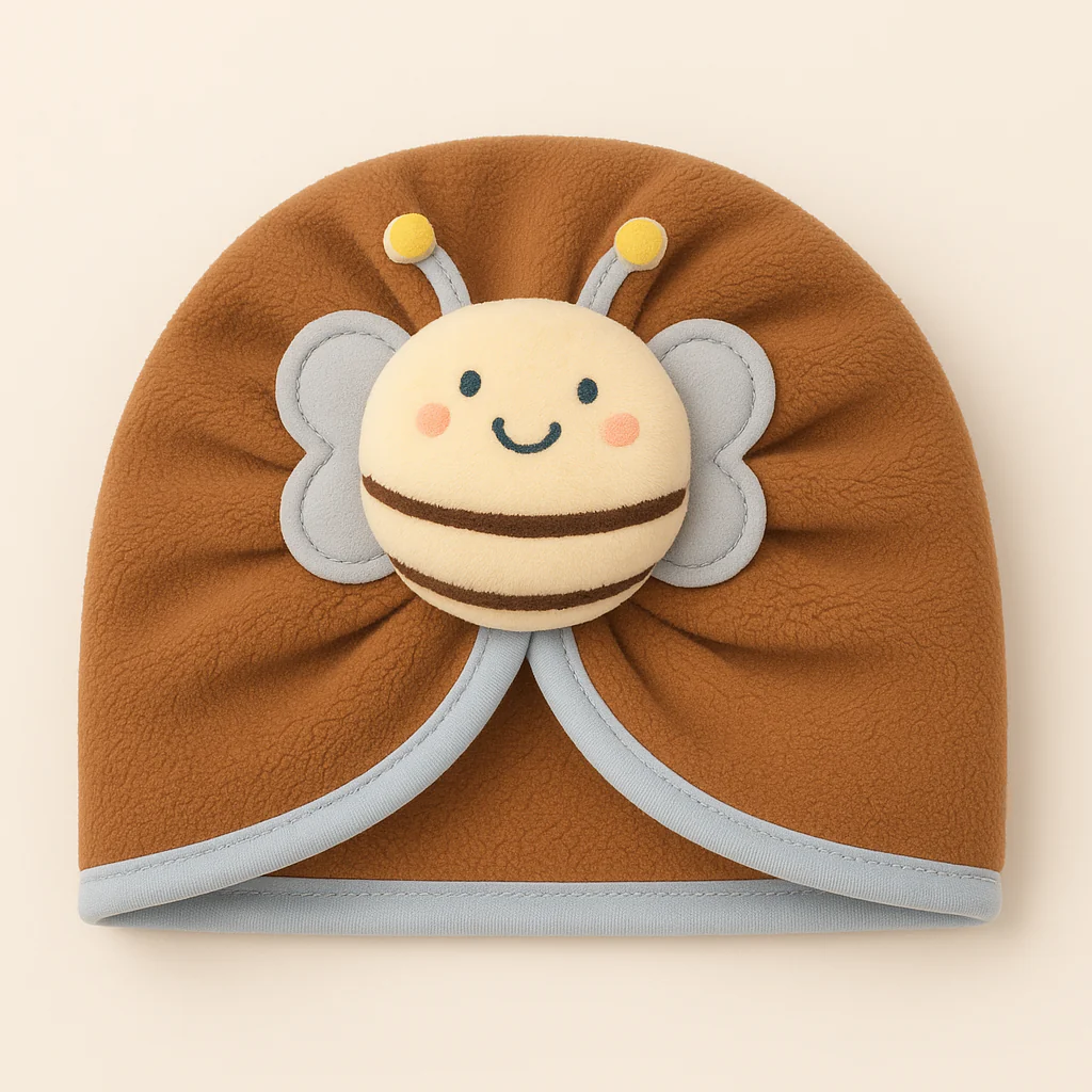 Baby Fleece Turban Cap Bee Brown - Sunshine
