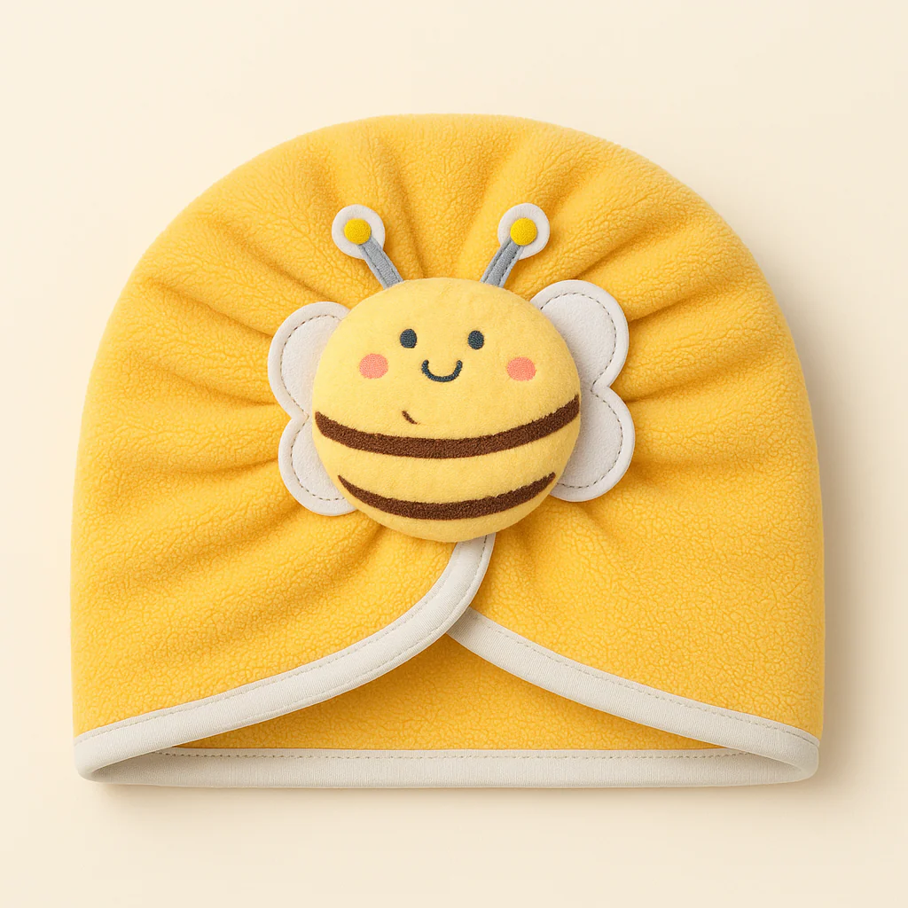 Baby Fleece Turban Cap Bee Yellow - Sunshine