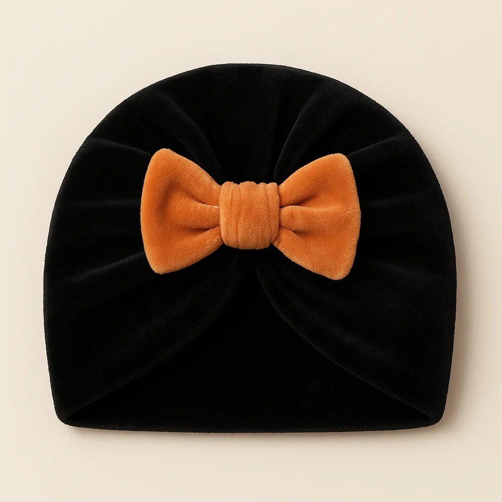 Baby Fleece Turban Cap Black & Brown - Sunshine