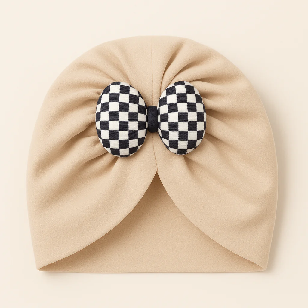 Baby Fleece Turban Cap Bow Brown - Sunshine