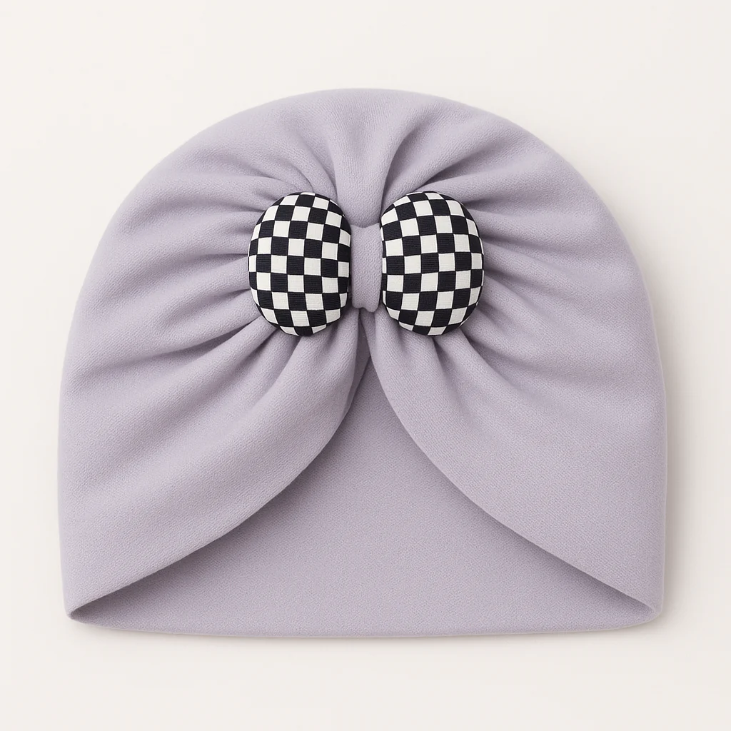 Baby Fleece Turban Cap Bow Grey - Sunshine