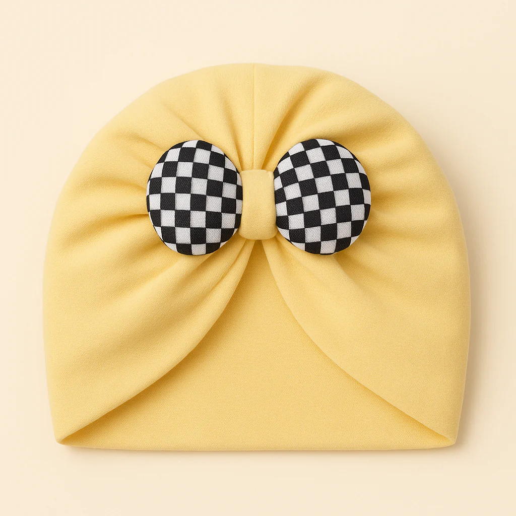 Baby Fleece Turban Cap Bow Orange - Sunshine