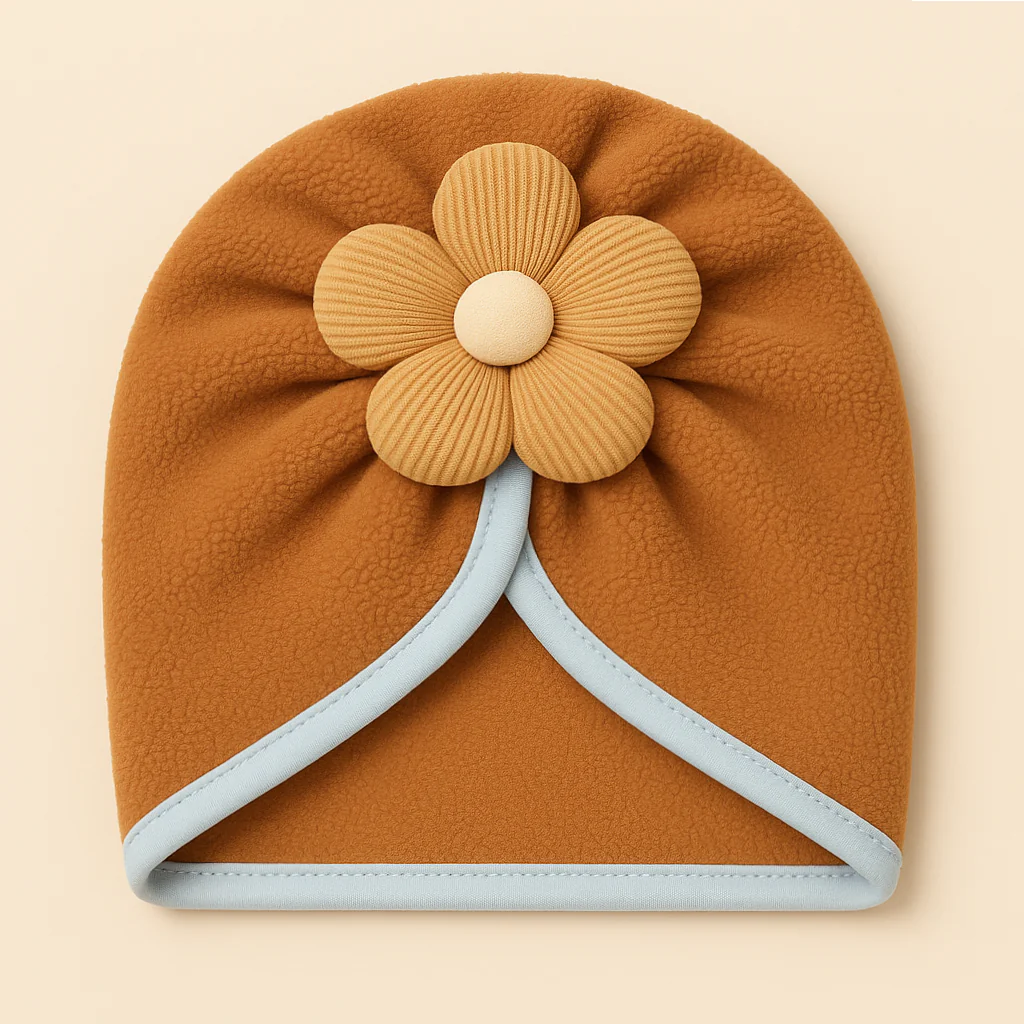 Baby Fleece Turban Cap Flower Brown - Sunshine