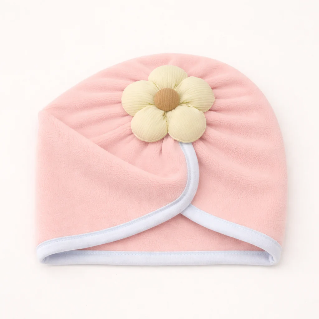Baby Fleece Turban Cap Flower Pink - Sunshine