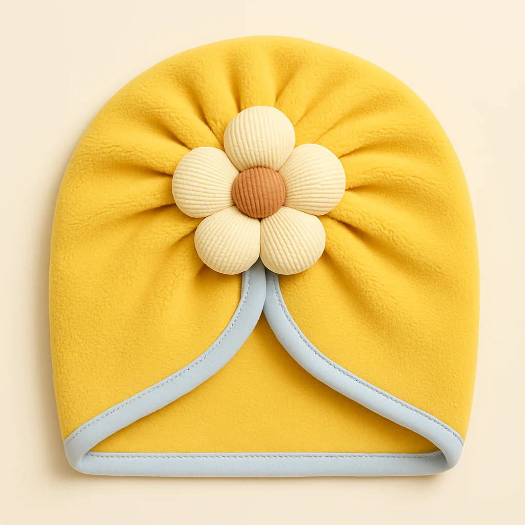 Baby Fleece Turban Cap Flower Yellow - Sunshine