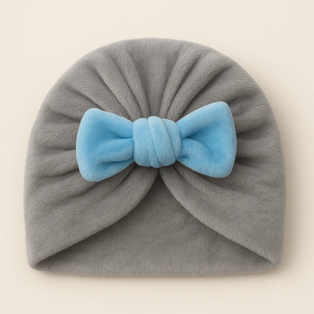 Baby Fleece Turban Cap Grey & Blue - Sunshine