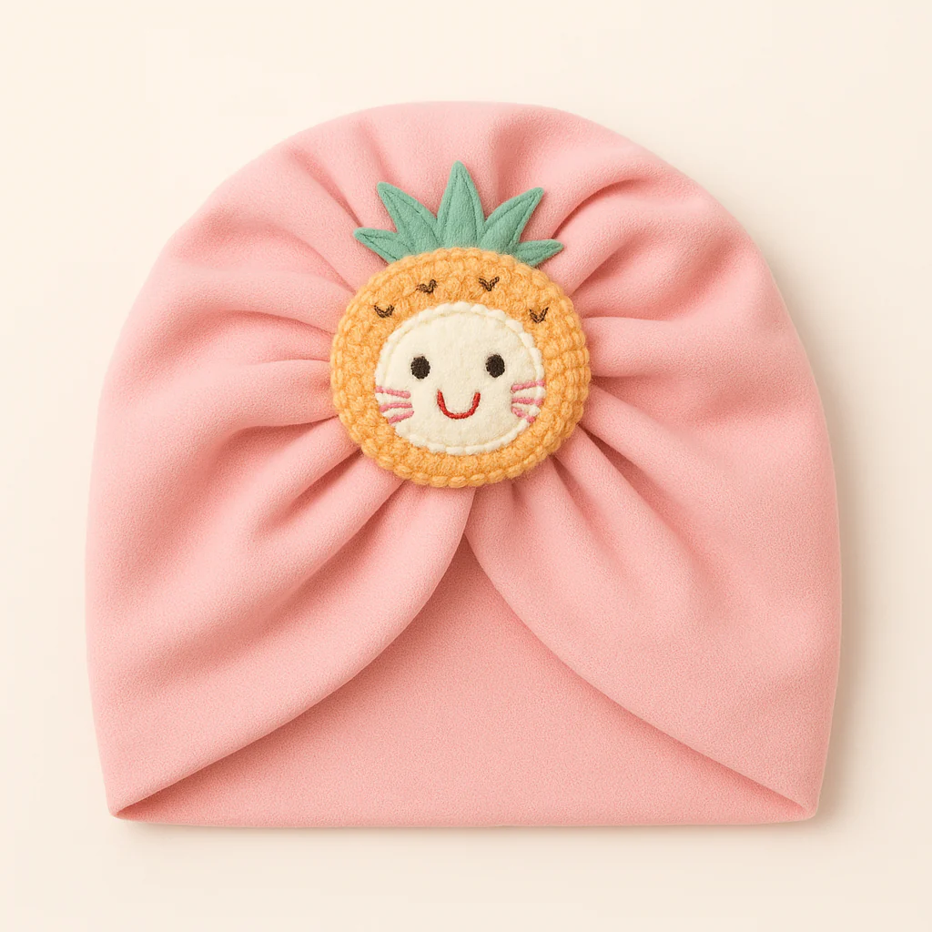 Baby Fleece Turban Cap Labubu Baby Pink - Sunshine