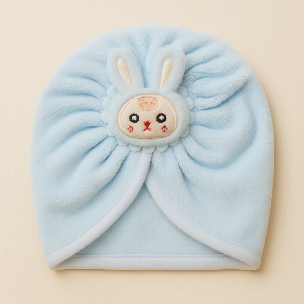 Baby Fleece Turban Cap Labubu Blue - Sunshine