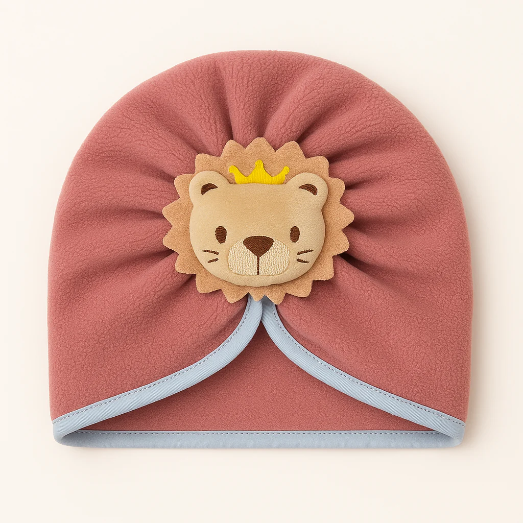 Baby Fleece Turban Cap Lion Dark Peach - Sunshine