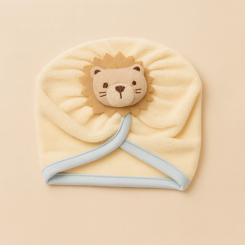 Baby Fleece Turban Cap Lion Vanilla - Sunshine