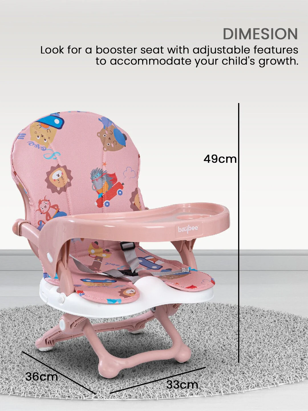 Baby Foldable Booster Dining Chair Portable Peach - Sunshine - Image 5