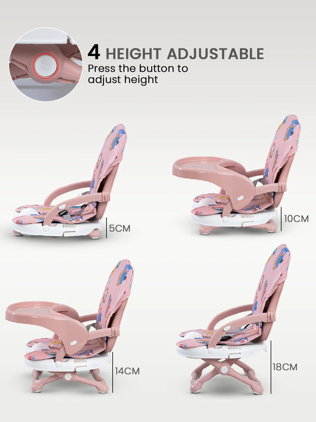 Baby Foldable Booster Dining Chair Portable Peach - Sunshine - Image 6