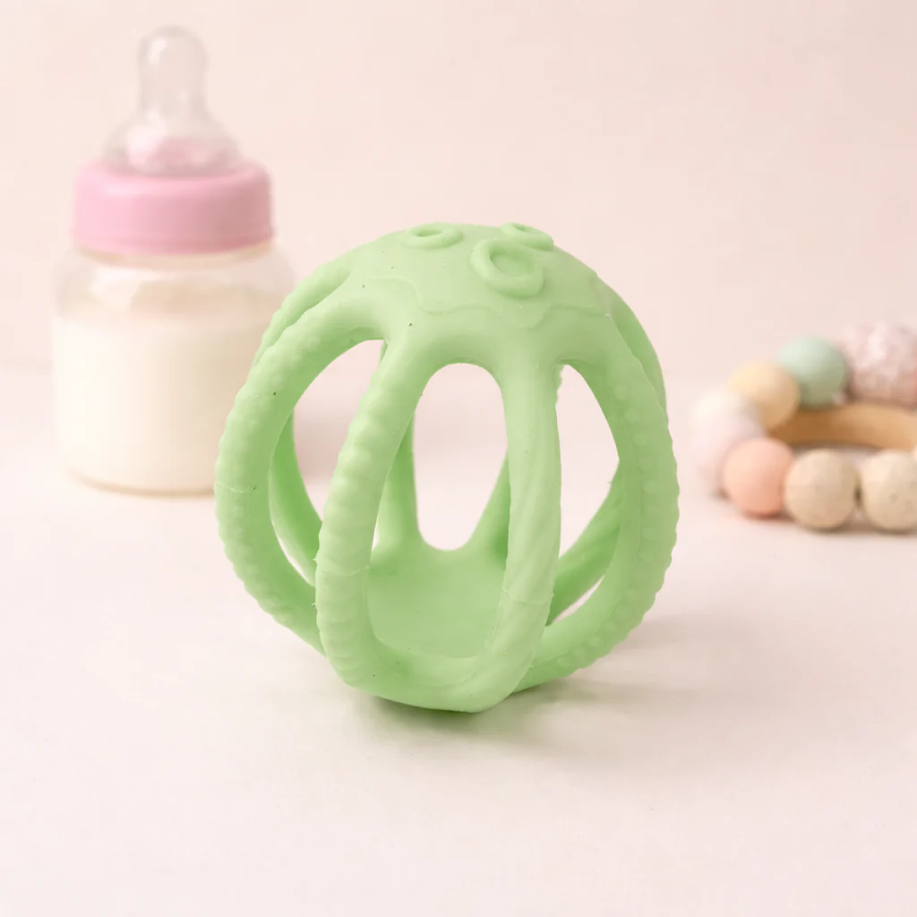 Baby Foldable Octopus Ball Teether Light Green - Sunshine