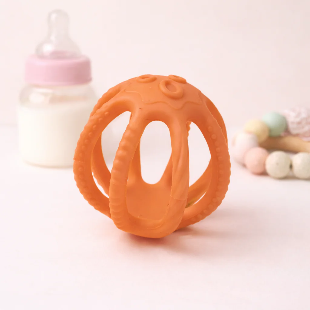 Baby Foldable Octopus Ball Teether Light Orange - Sunshine
